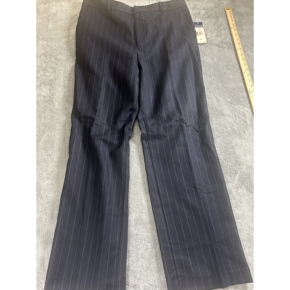 Chaps Womens Pants Size 16 Navy and White Pinstriped Lined $79 NWT 183